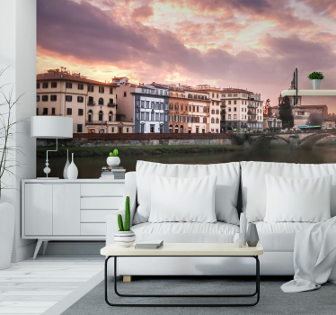 Florence rivieroever landschap fotobehang stad - TenStickers