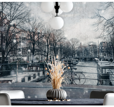 Foto behang amsterdam weerspiegeling in de grachten - TenStickers
