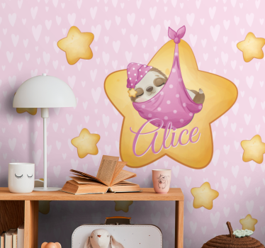 Foto behang babykamer luiaard in ster - TenStickers