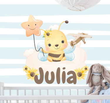 Foto behang babykamer schattige bij karakter - TenStickers