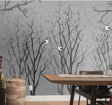 Foto behang bomen takken met vogels - TenStickers
