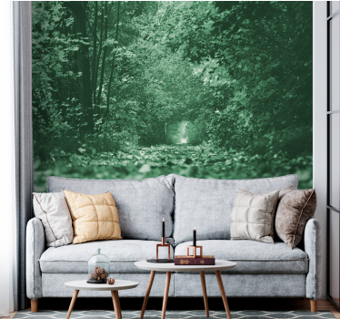 Foto behang bos weelderig bospad - TenStickers