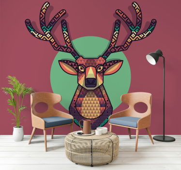 Foto behang dieren geometrisch hert hoofd - TenStickers