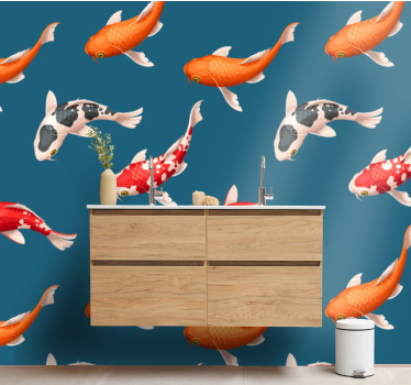 Foto behang dieren kleurige koi vissen - TenStickers