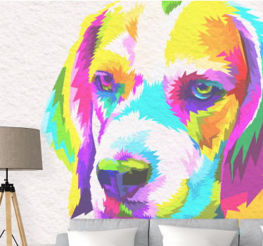 Foto behang dieren kleurrijk hondenportret - TenStickers