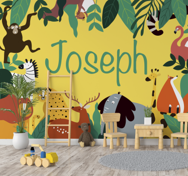 Foto behang dieren leuke jungle dieren - TenStickers