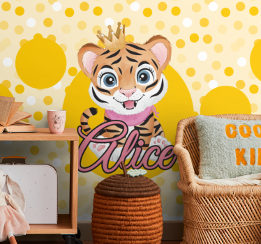 Foto behang dieren schattig tijger karakter - TenStickers