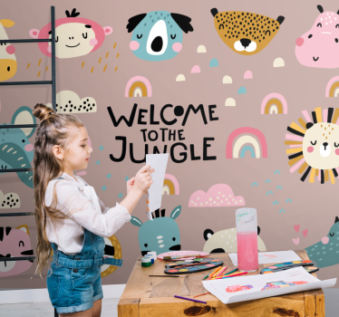 Foto behang dieren schattige jungle dieren - TenStickers