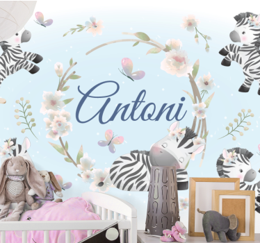 Foto behang dieren zebra speeltijd ontwerp - TenStickers