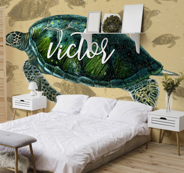 Foto behang dieren zeeschildpad avontuur - TenStickers