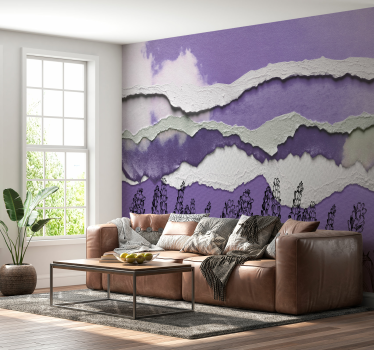 Lavendel veld abstract fotobehang - TenStickers