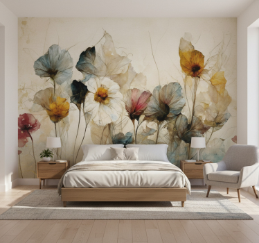 Fotobehang bloemen gedroogde mooie bloemen - TenStickers