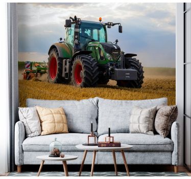 Fotobehang foto Tractor landschap - TenStickers