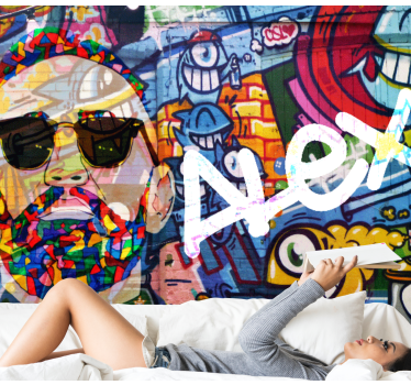 Fotobehang graffiti kleurrijk stadsportret - TenStickers