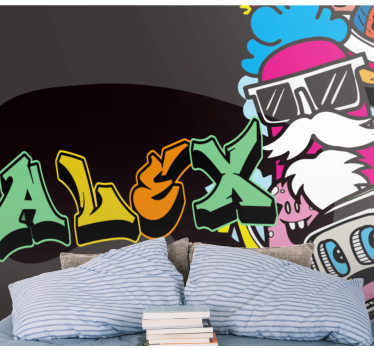 Fotobehang graffiti kleurrijke karakterkunst - TenStickers