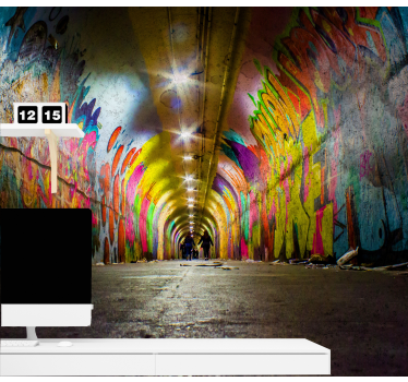Fotobehang graffiti levendige tunnel graffiti - TenStickers