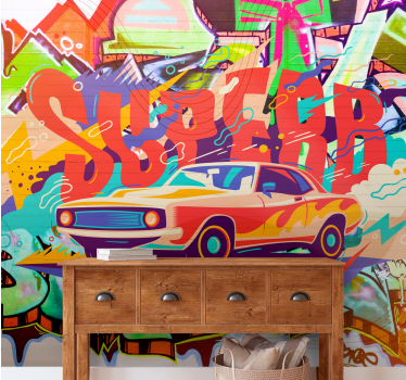 Fotobehang graffiti retro auto kunst - TenStickers