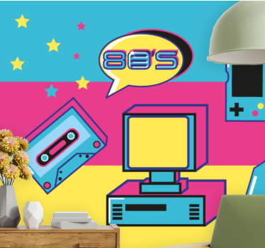 Fotobehang graffiti retro gaming elementen - TenStickers