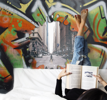 Fotobehang graffiti stedelijke straatvibe - TenStickers