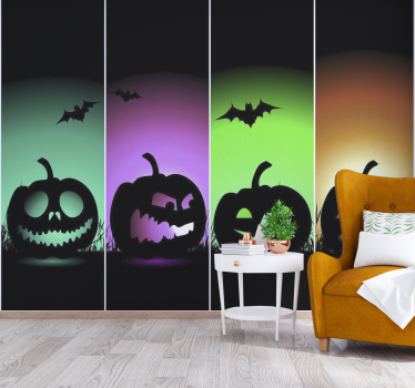 Fotobehang halloween pompoengezichten - TenStickers