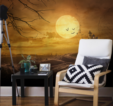 Fotobehang halloween spookachtige maanverlichte nacht - TenStickers