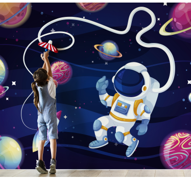 Fotobehang kinderen astronaut in de ruimte - TenStickers