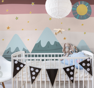 Fotobehang kinderkamer bergen en sterren - TenStickers