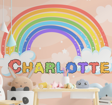 Fotobehang kinderkamer gepersonaliseerd regenboogthema - TenStickers