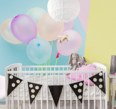 Fotobehang kinderkamer kleurrijke ballonarrangement - TenStickers
