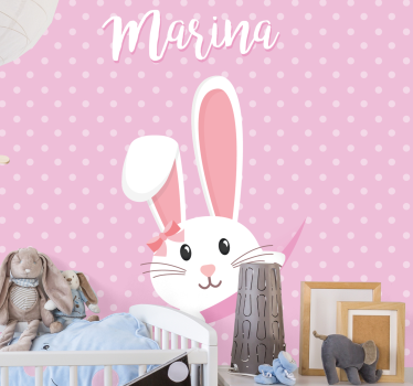 Fotobehang kinderkamer konijn met strik - TenStickers
