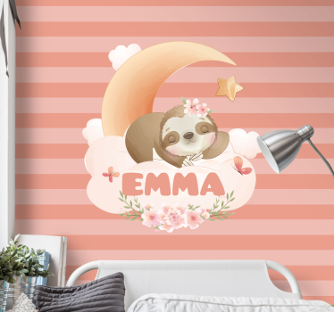 Fotobehang kinderkamer luiaard met maan - TenStickers