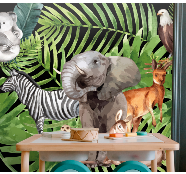 Fotobehang kinderkamer olifant en vrienden - TenStickers