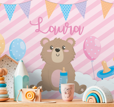 Fotobehang kinderkamer schattige beer illustratie - TenStickers