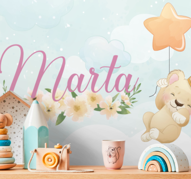 Fotobehang kinderkamer schattige leeuw ballon - TenStickers