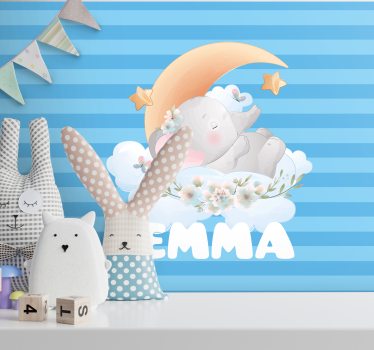 Fotobehang kinderkamer slaapende olifant design - TenStickers