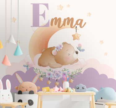 Fotobehang kinderkamer sleepy bear nacht - TenStickers