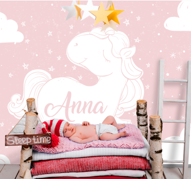 Fotobehang kinderkamer speelse eenhoorn ontwerp - TenStickers