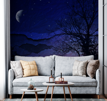 Fotobehang lucht maanverlichte nachthemel - TenStickers