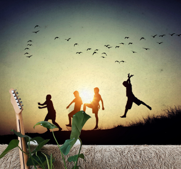 Fotobehang mensen kinderen spelend silhouet - TenStickers