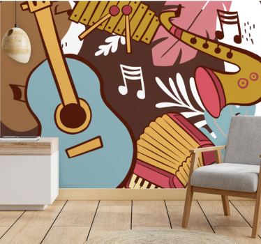 Fotobehang muziek muziekinstrumenten arrangement - TenStickers