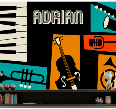Fotobehang muziek vibrante muziekinstrumenten - TenStickers