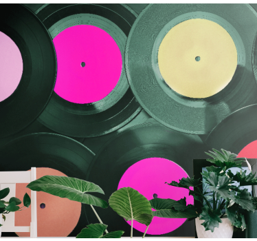 Fotobehang muziek vinyl platen cluster - TenStickers