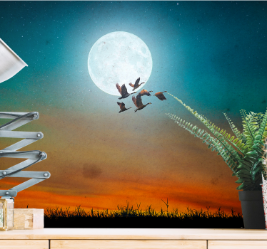 Fotobehang natuur maanverlichte lucht - TenStickers