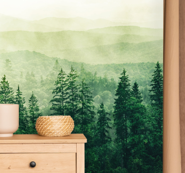 Fotobehang natuur mistig groen landschap - TenStickers