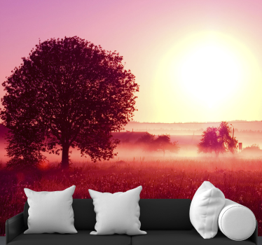 Fotobehang natuur silhouet van een boom bij zonsondergang - TenStickers