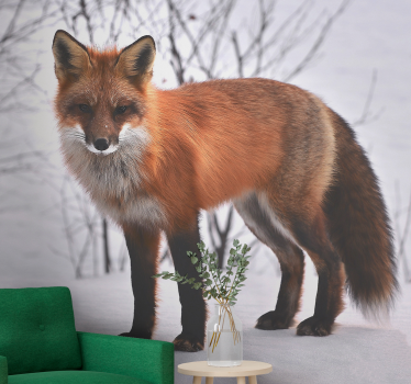 Dieren fotobehang vos in de sneeuw - TenStickers
