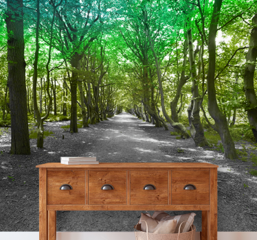Fotobehang natuur weelderig bomenpad - TenStickers