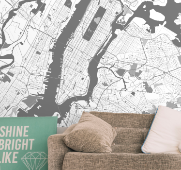 Fotobehang new york gedetailleerde kaart van new york - TenStickers