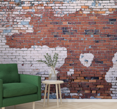 Fotobehang oude stenen muur Gebarsten baksteentextuur - TenStickers