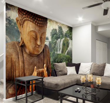 Zen ruimte fotobehang Boeddha hout - TenStickers